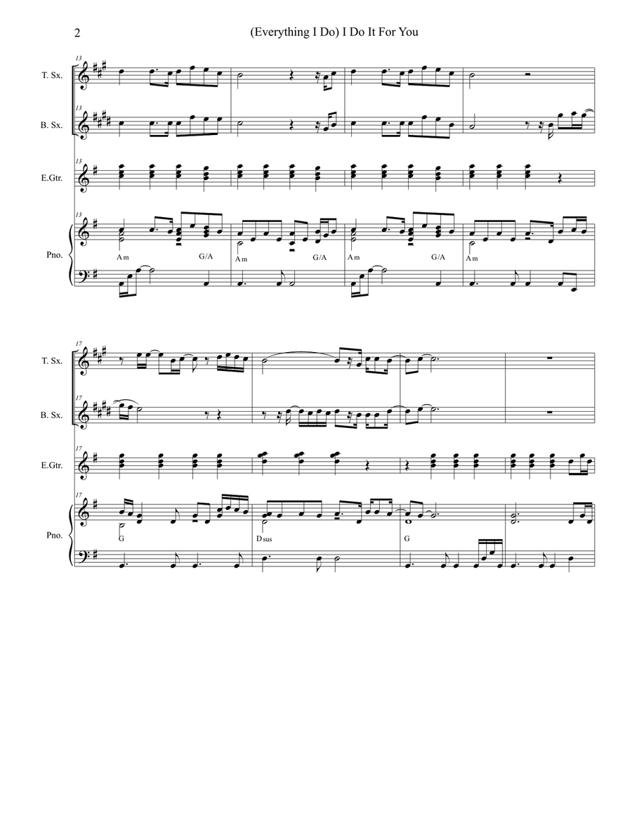 (Everything I Do) I Do It For You Saxophone Quartet scores gallery preview page 2