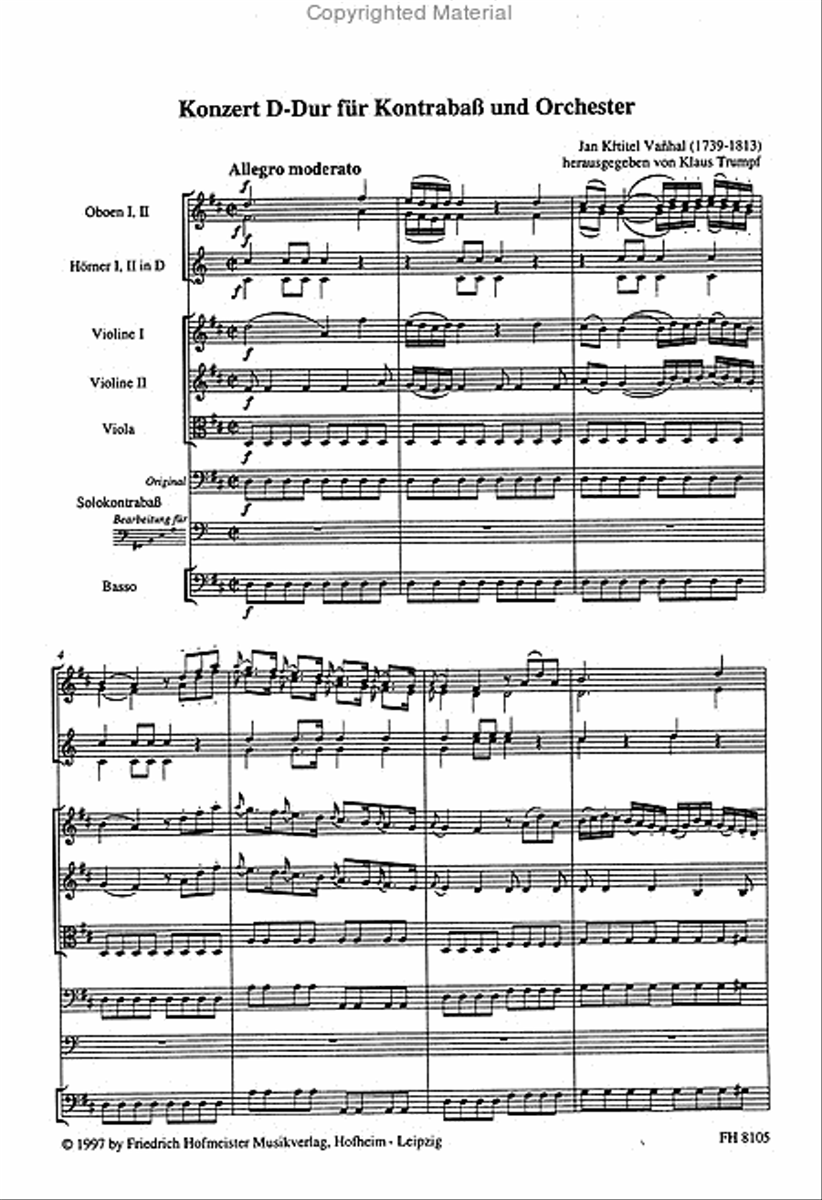 Konzert D-Dur für Kontrabass und Orchester / Part Orchestra scores gallery preview page 2
