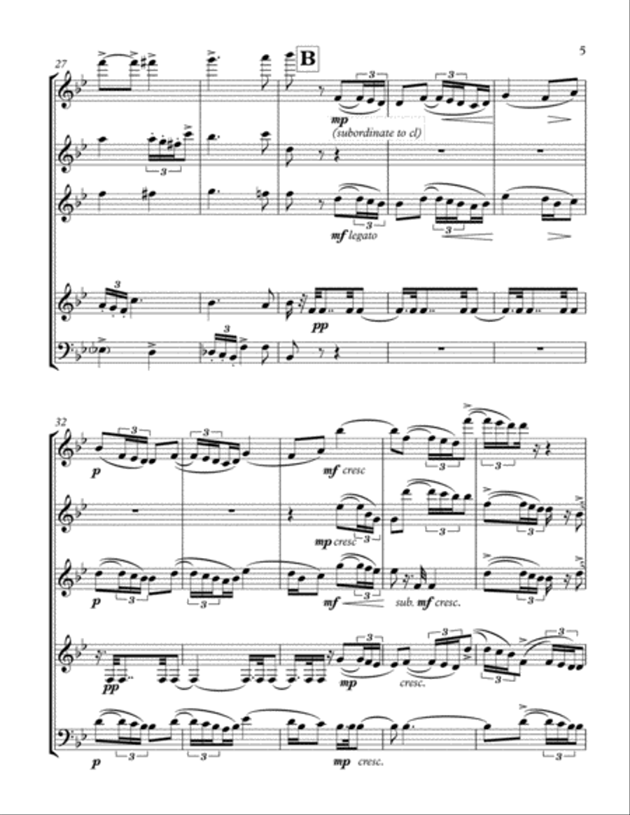 Praeludium from Op. 4 Suite, arranged for Wind Quintet Woodwind Quintet scores gallery preview page 5
