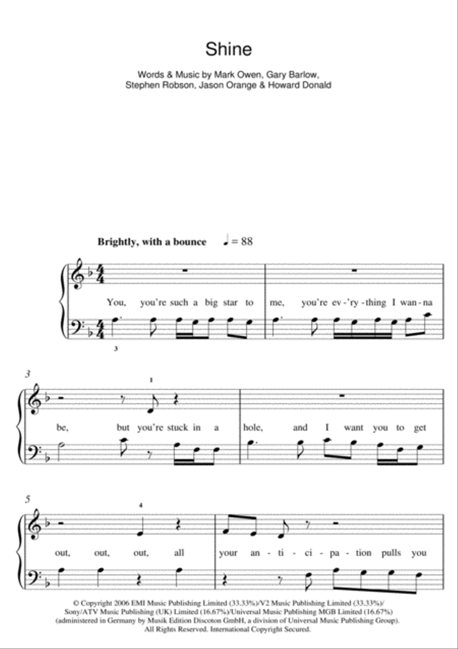 Shine Shine Piano scores gallery preview page 1