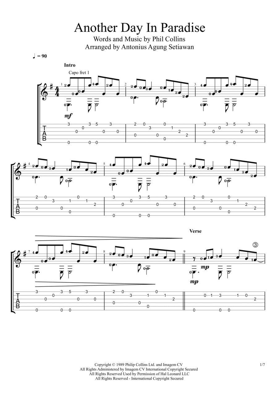 Another Day In Paradise Acoustic Guitar scores gallery preview page 1