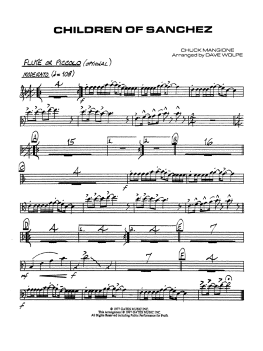 Children of Sanchez: Flute Jazz Ensemble scores gallery preview page 1