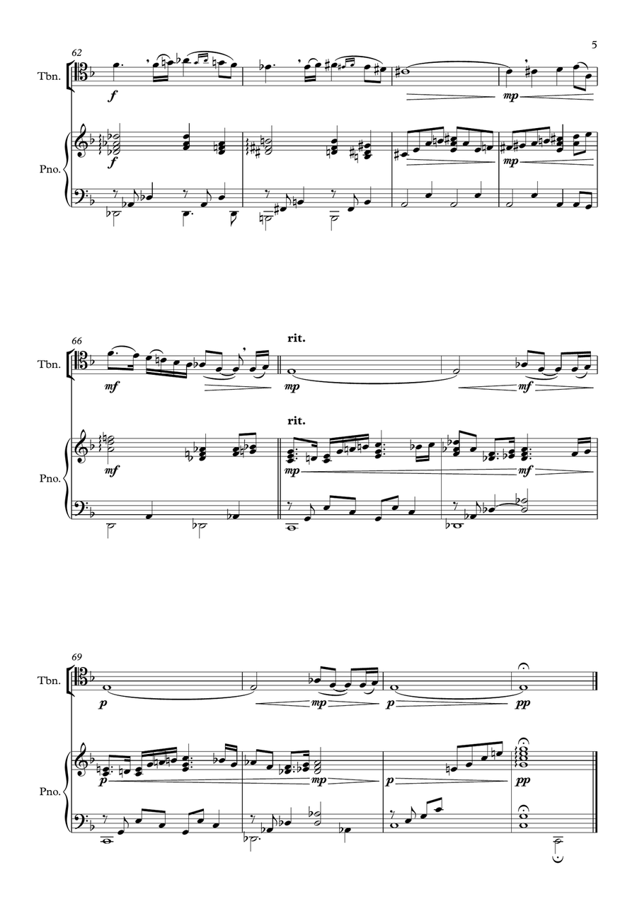 Romance for Trombone and Piano Piano scores gallery preview page 5