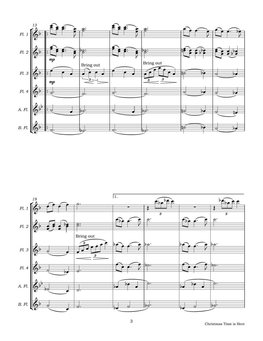 Christmas Time Is Here Flute Choir scores gallery preview page 6