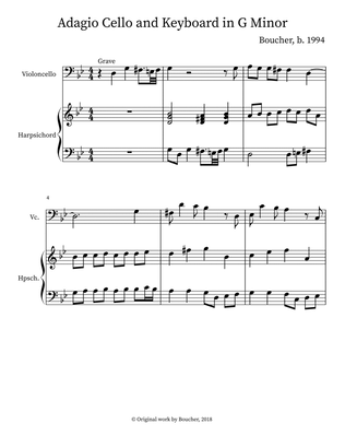 Adagio Cello and Keyboard in G Minor