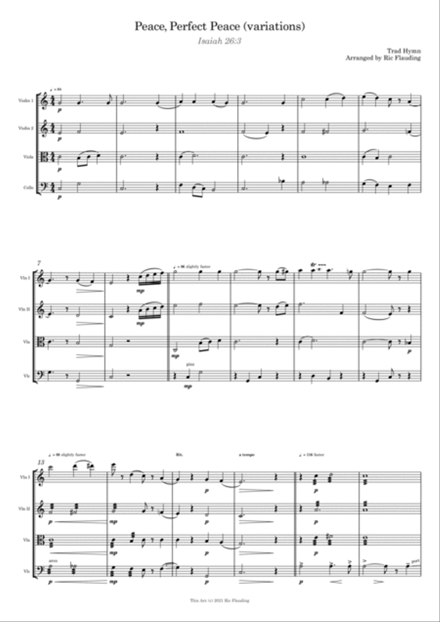 Peace, Perfect Peace (variations) (Strings) String Quartet scores gallery preview page 2