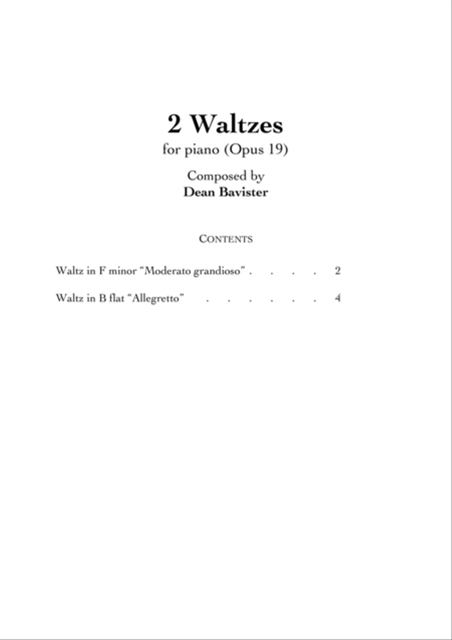 2 Waltzes for Piano (Opus 19) Piano Solo scores gallery preview page 2