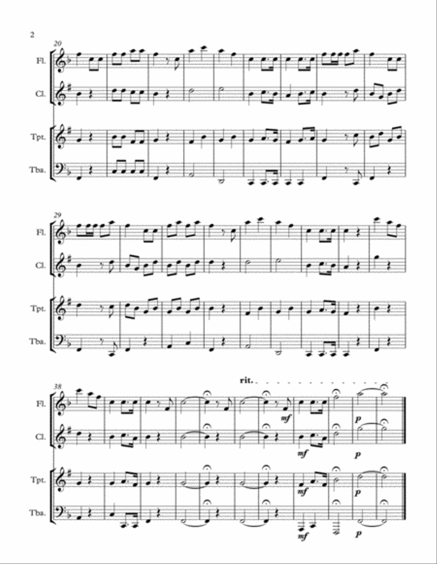Remembrance Day. 'Last Post' (Flute, Clarinet, Trumpet, Tuba) Small Ensemble scores gallery preview page 2