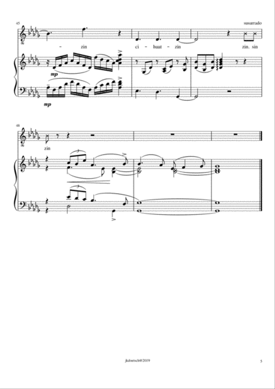 THREE NAHUATL SONGS THREE NAHUATL SONGS Voice Solo scores gallery preview page 5
