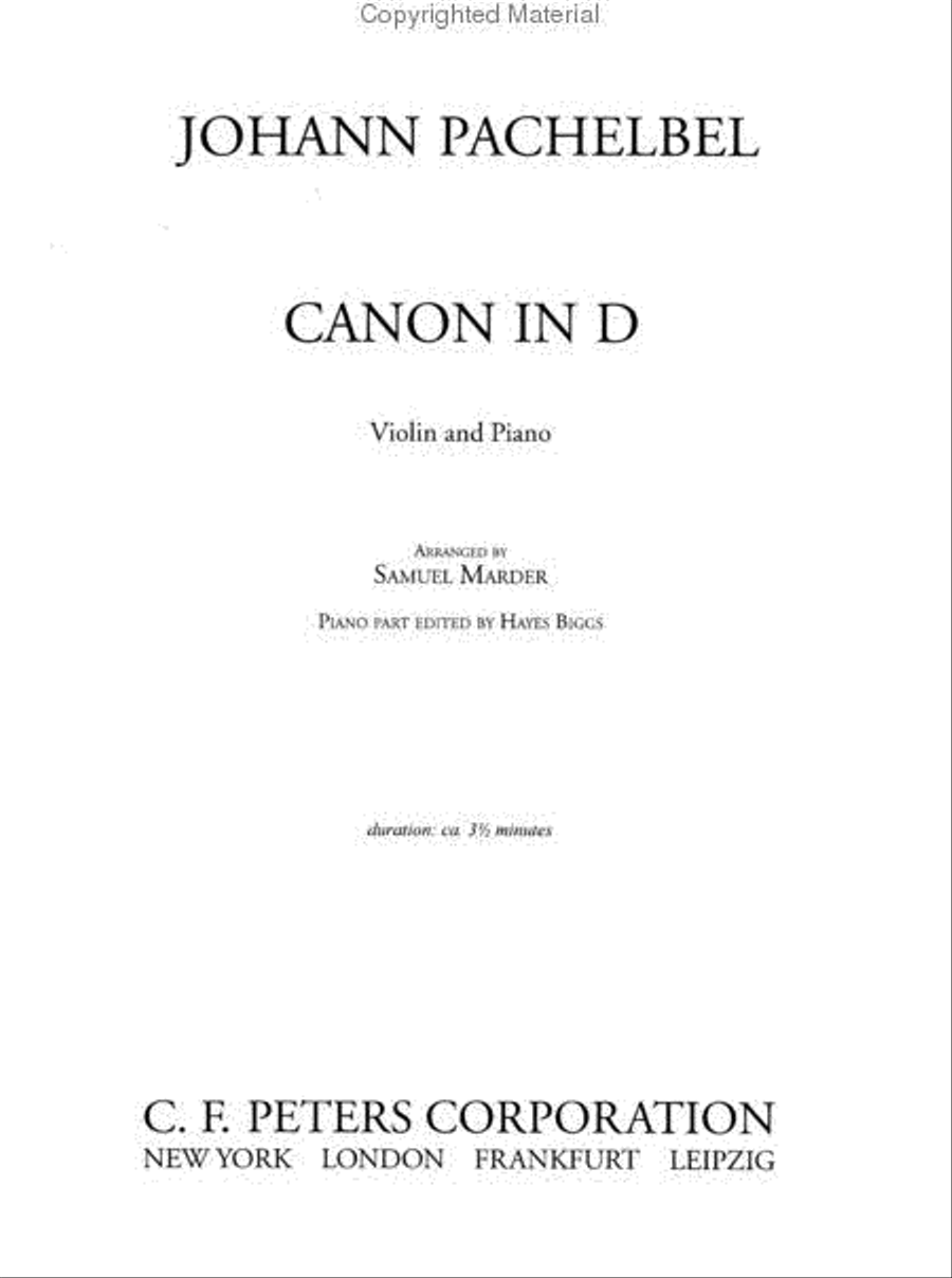 Canon in D (Arranged for Violin and Piano)