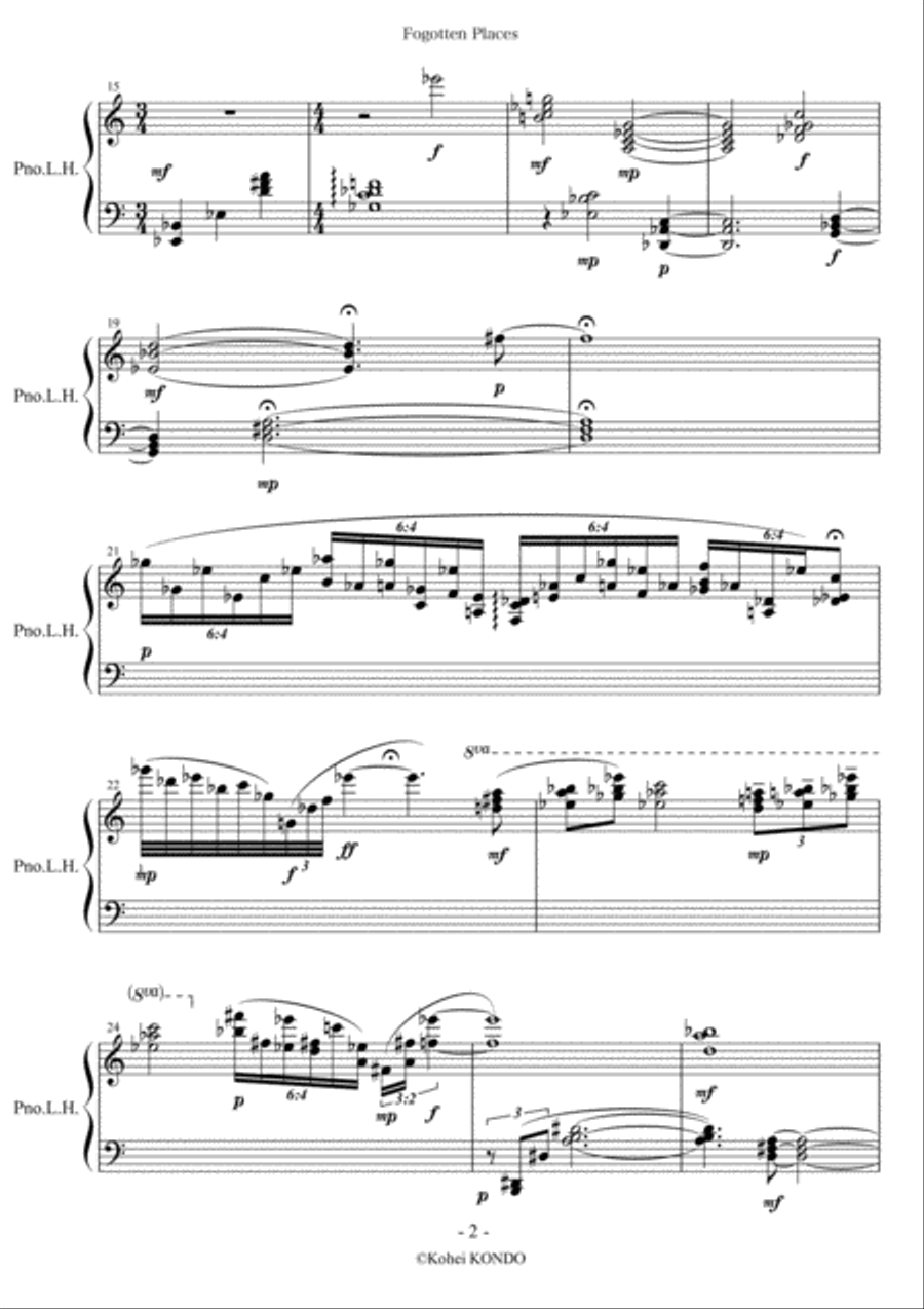 Forgotten Places for piano with left hand only　Op.185
