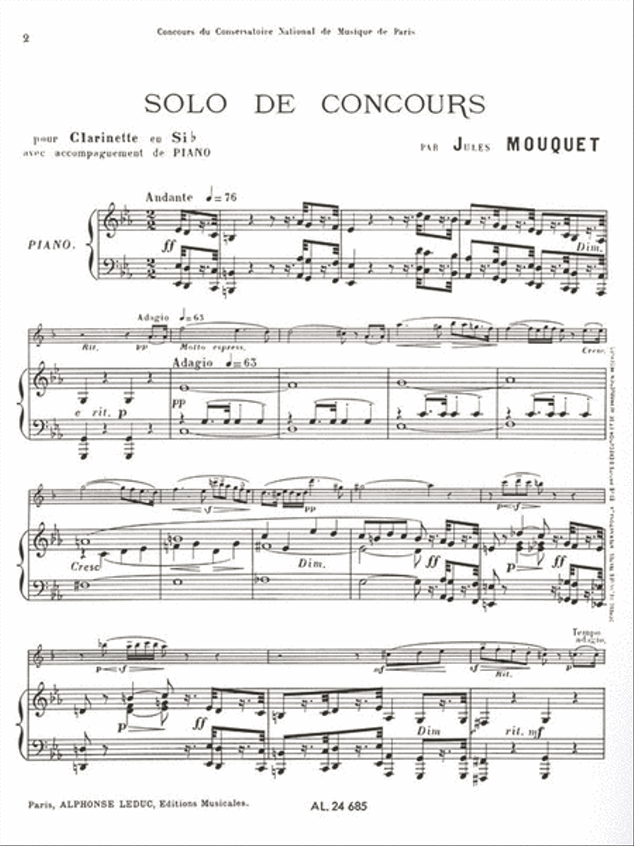 Solo De Concours (clarinet & Piano) Clarinet Solo scores gallery preview page 2