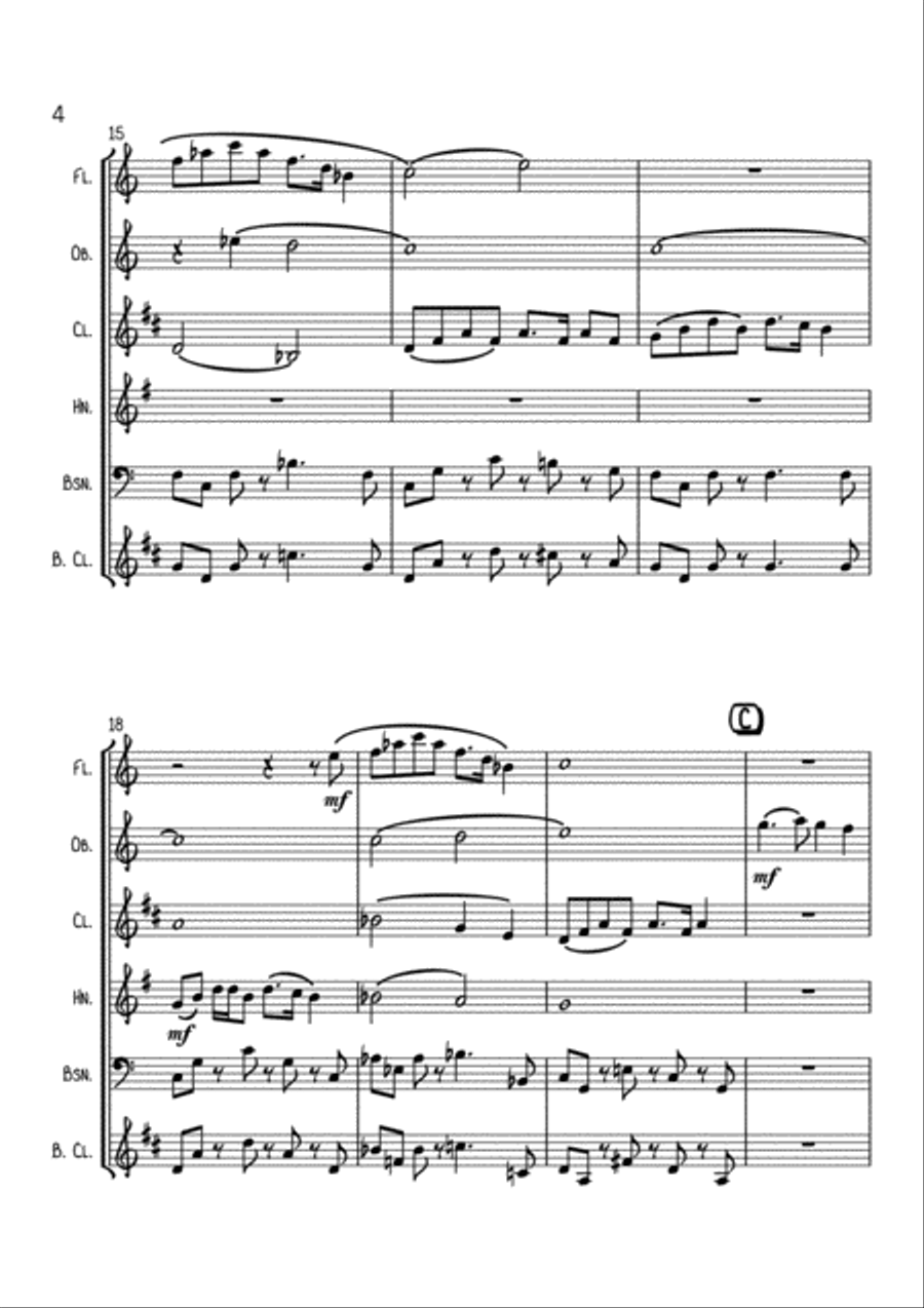 NURSERY RHYMES FOR WOODWIND QUINTET 2 Woodwind Quintet scores gallery preview page 4