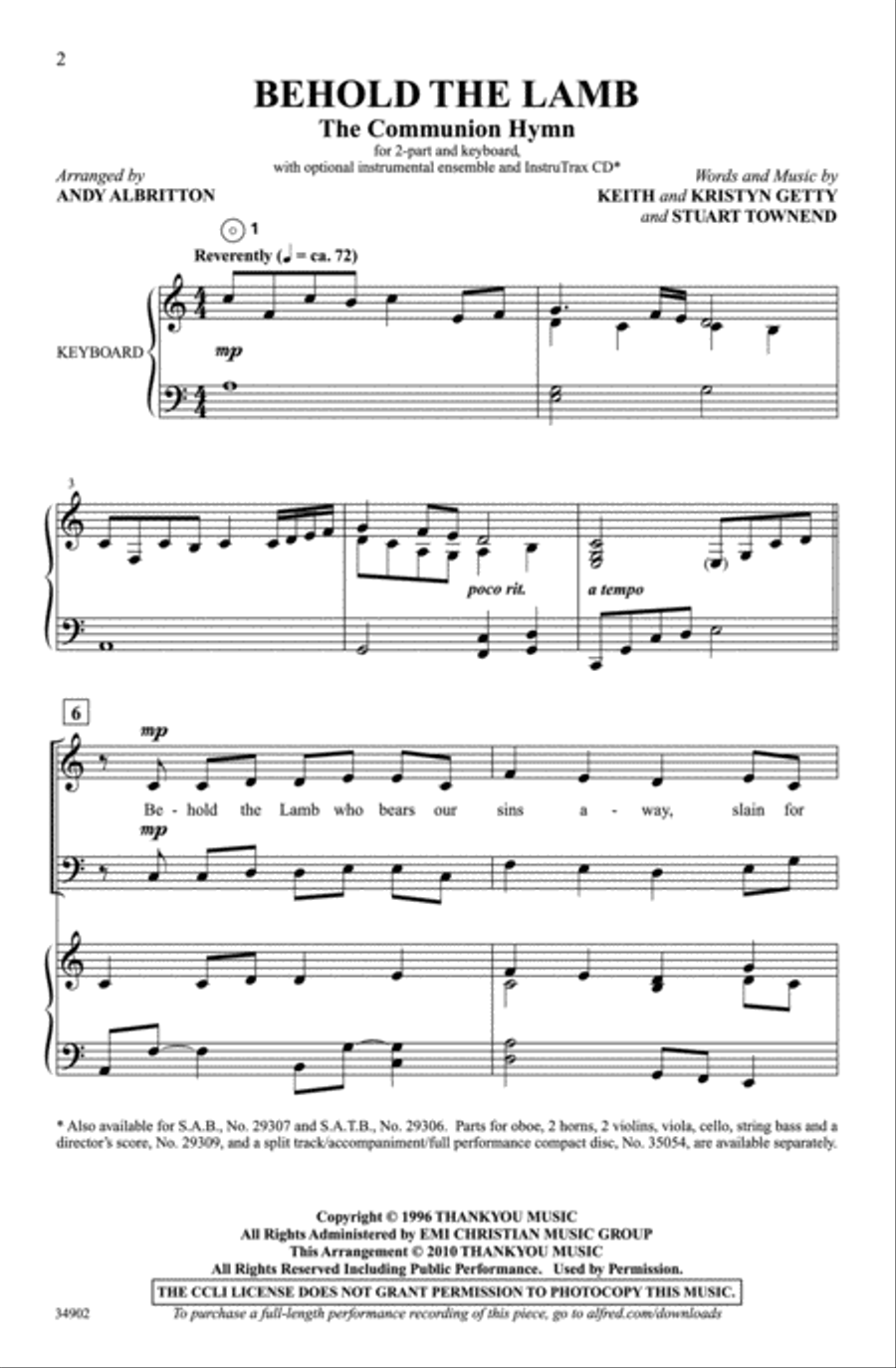 Behold the Lamb Behold the Lamb 2-Part scores gallery preview page 2