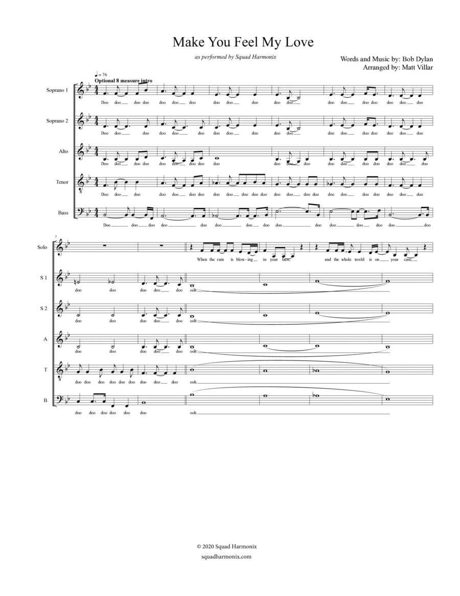 Make You Feel My Love 4-Part scores gallery preview page 1