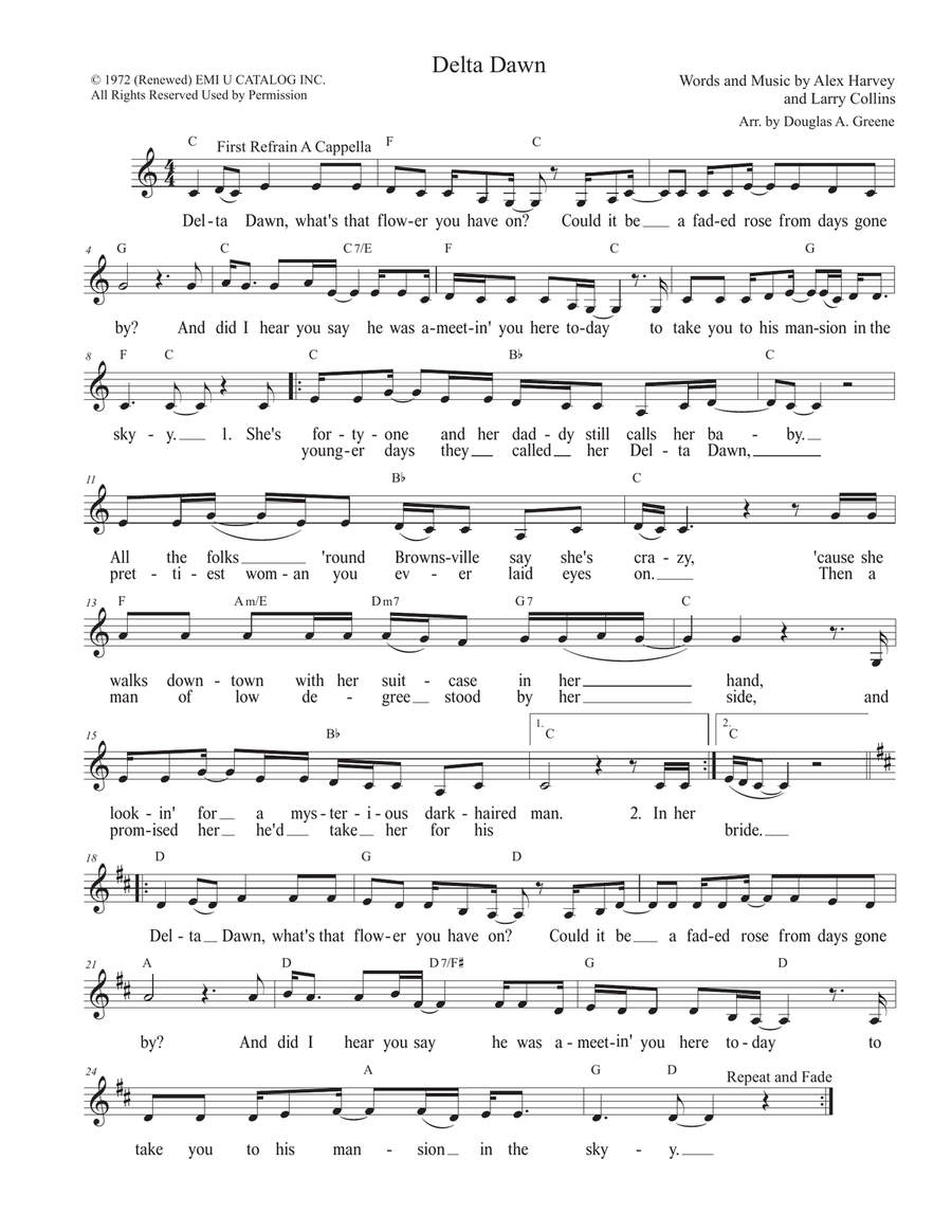 Delta Dawn Guitar scores gallery preview page 1