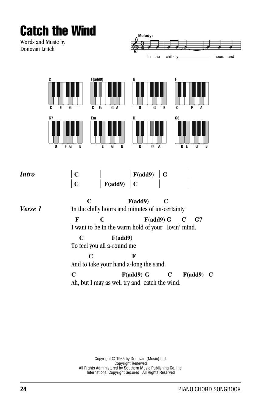 Catch The Wind Piano scores gallery preview page 1