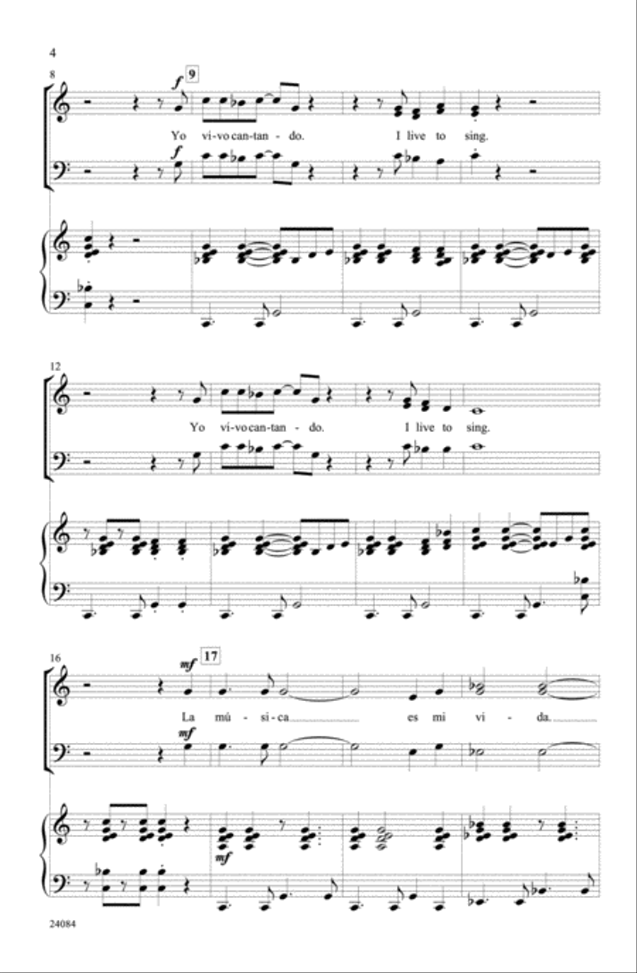 Yo Vivo Cantando (I Live to Sing) 3-Part scores gallery preview page 3