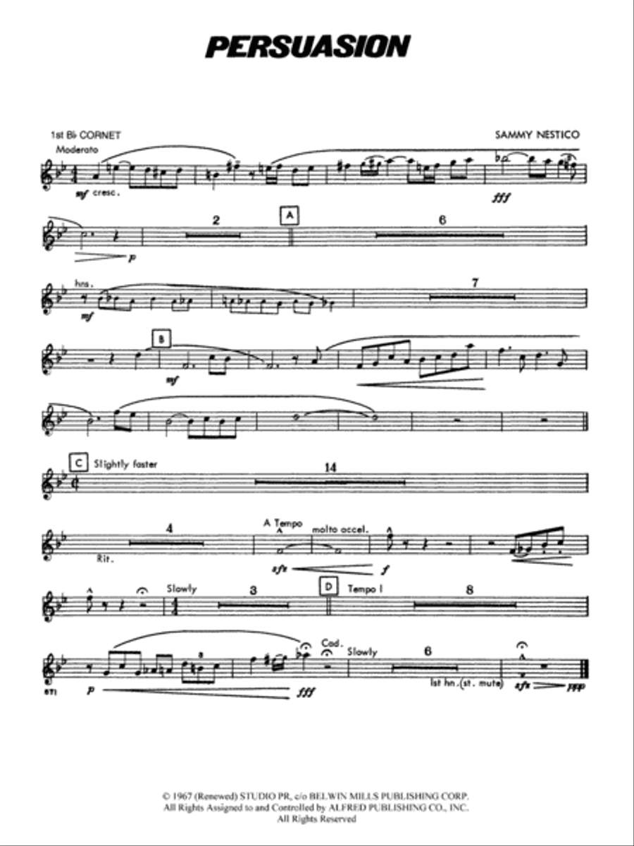 Persuasion: 1st B-flat Cornet Concert Band scores gallery preview page 1