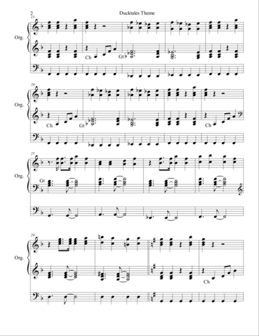Ducktales Theme Ducktales Theme Organ Solo scores gallery preview page 2