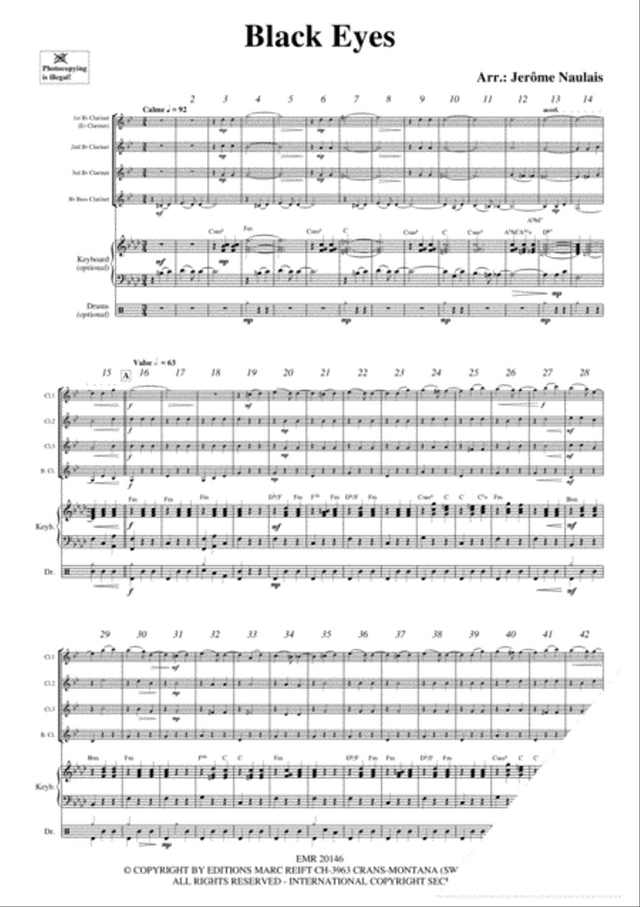 Black Eyes Clarinet Quartet scores gallery preview page 3