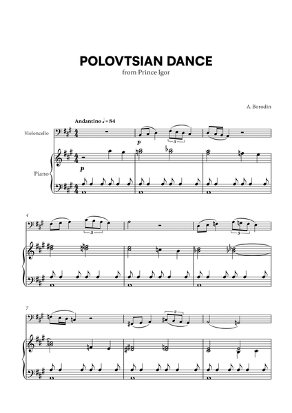 Polovtsian Dance (from Prince Igor) (for Cello and Piano) image number null
