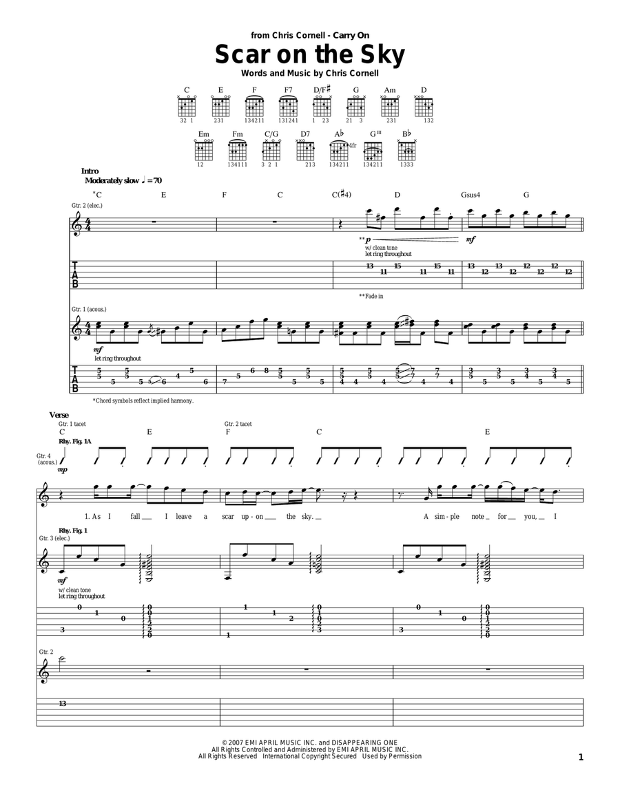 Scar On The Sky Acoustic Guitar scores gallery preview page 1