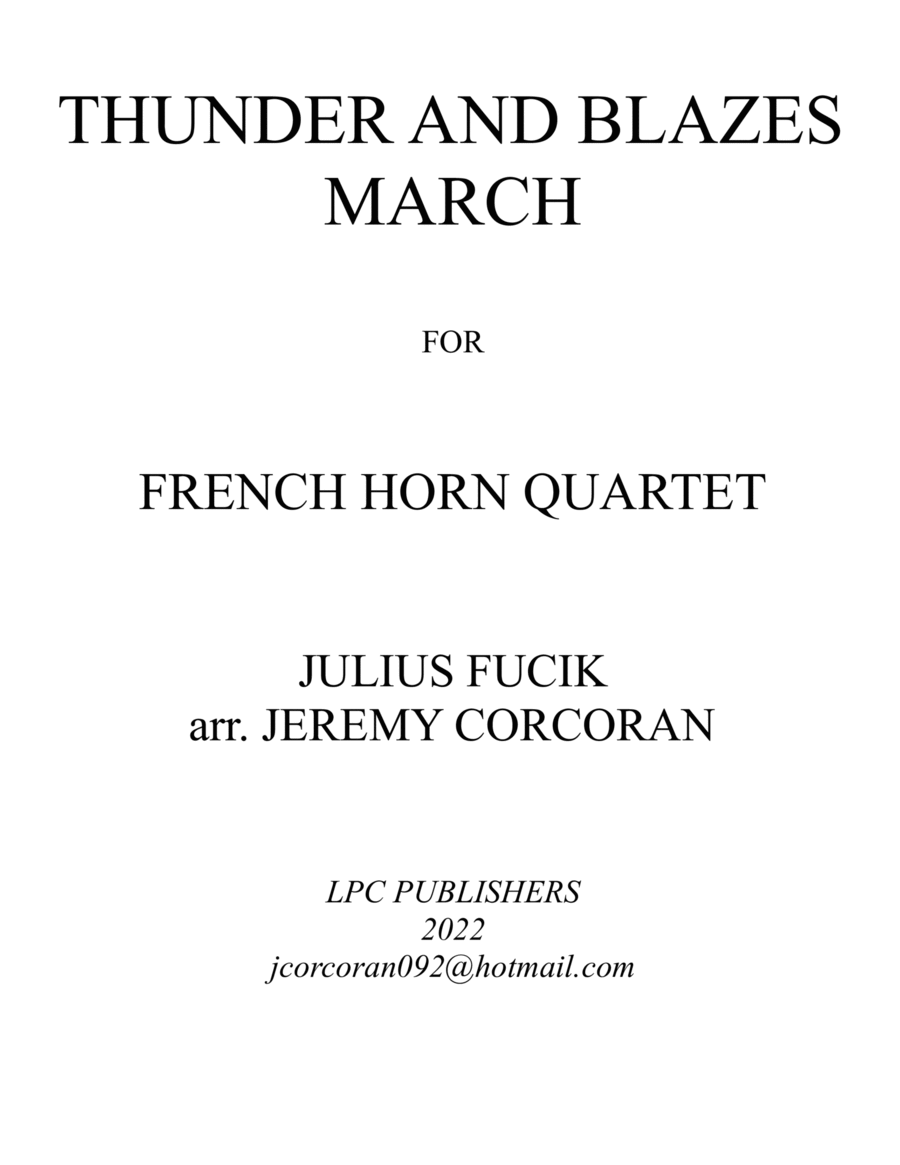 Thunder and Blazes March for French Horn Quartet French Horn Quartet scores gallery preview page 1
