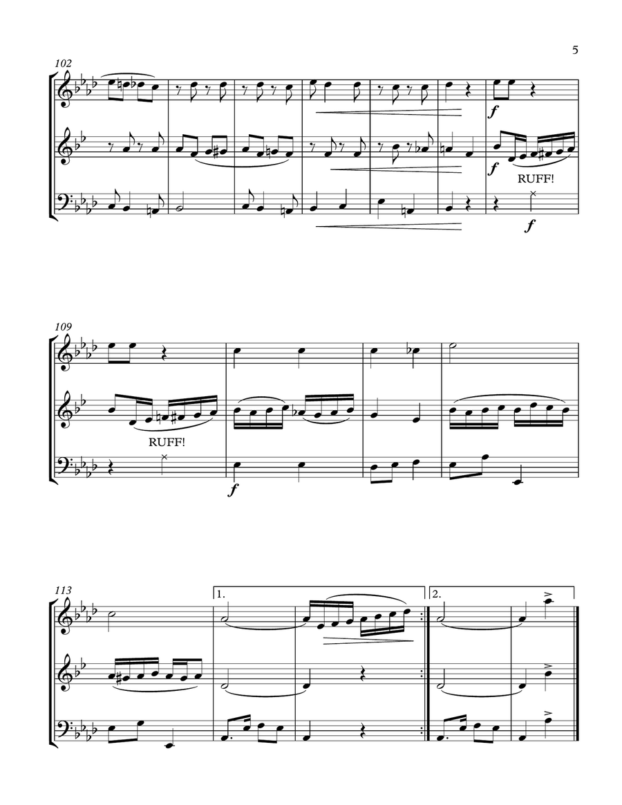 Songs of Yale (Boola Boola, Bright College Years, Bulldog) Woodwind Trio scores gallery preview page 5