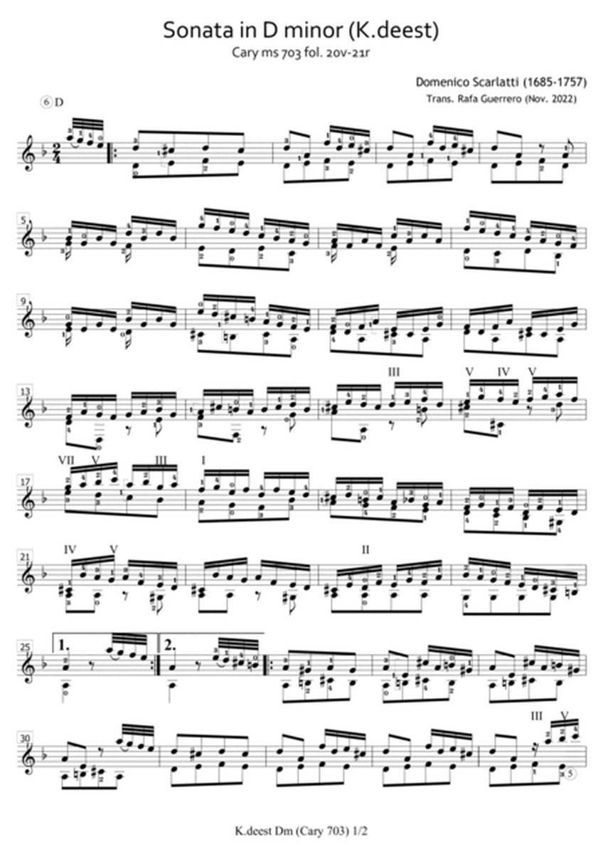 Sonata in Dm K.deest (Cary ms703)
