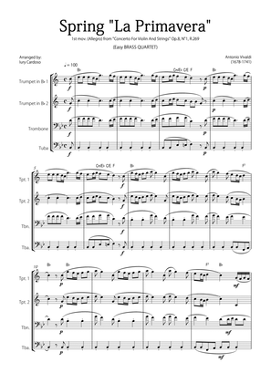 "Spring" (La Primavera) by Vivaldi - Easy version for BRASS QUARTET