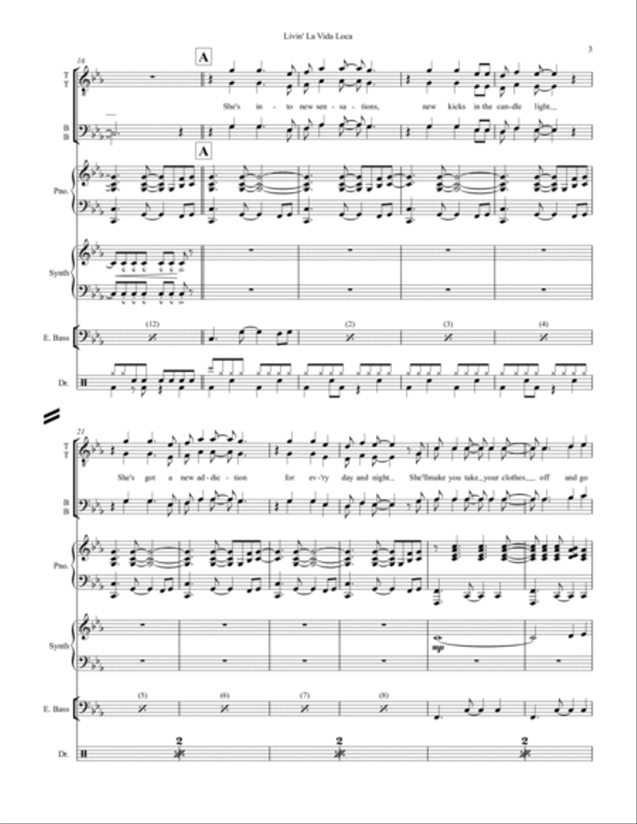 Livin' La Vida Loca Small Ensemble scores gallery preview page 3