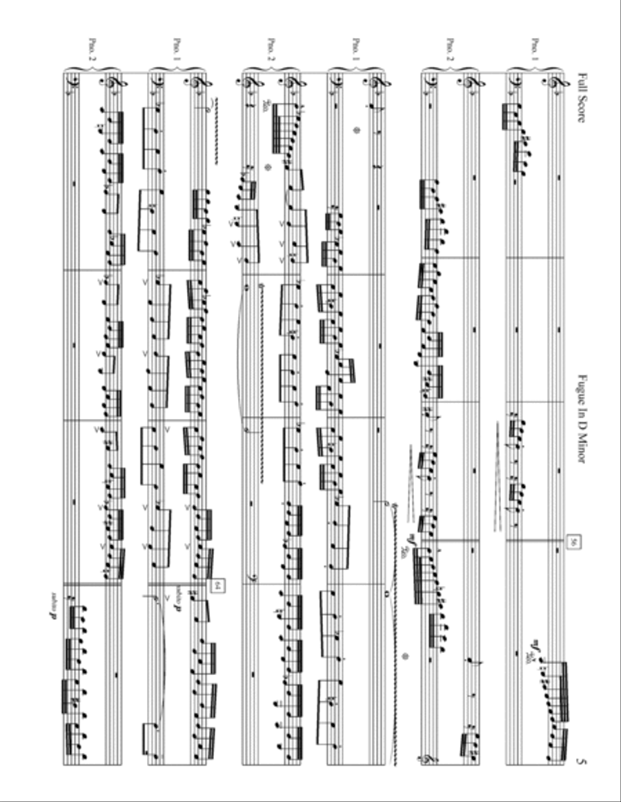 Fugue In D Minor 2 Pianos, 4-Hands scores gallery preview page 5