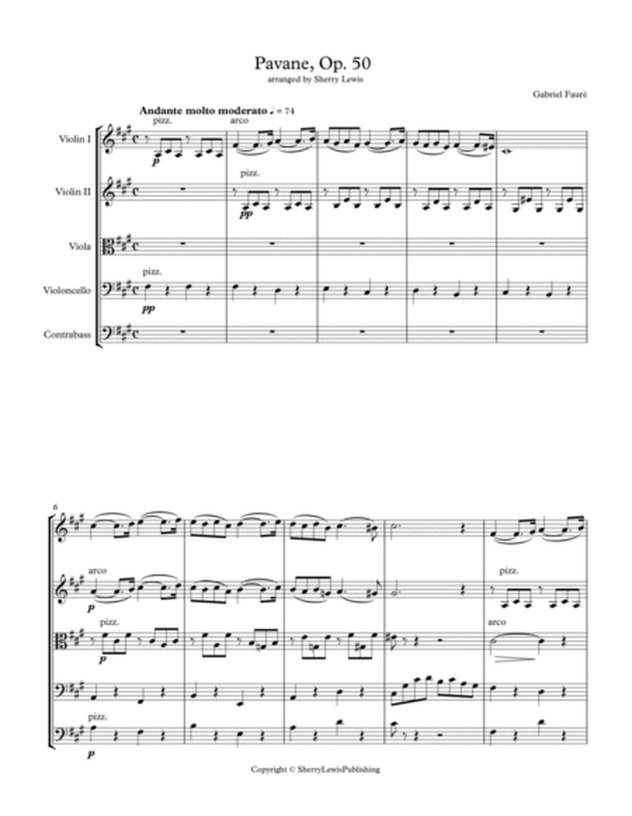 PAVANE Op. 50 by Fauré for STRING ORCHESTRA, Intermediate Level (2 violins, viola, cello, string bas image number null