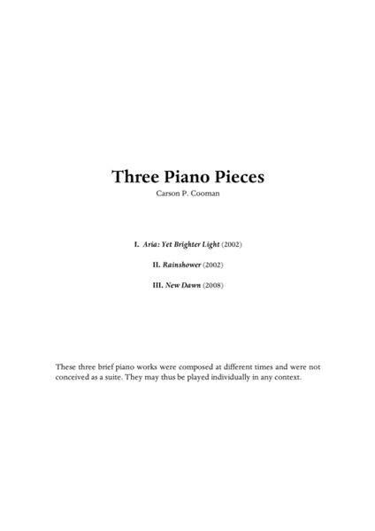 Carson Cooman: Three Piano Pieces for piano