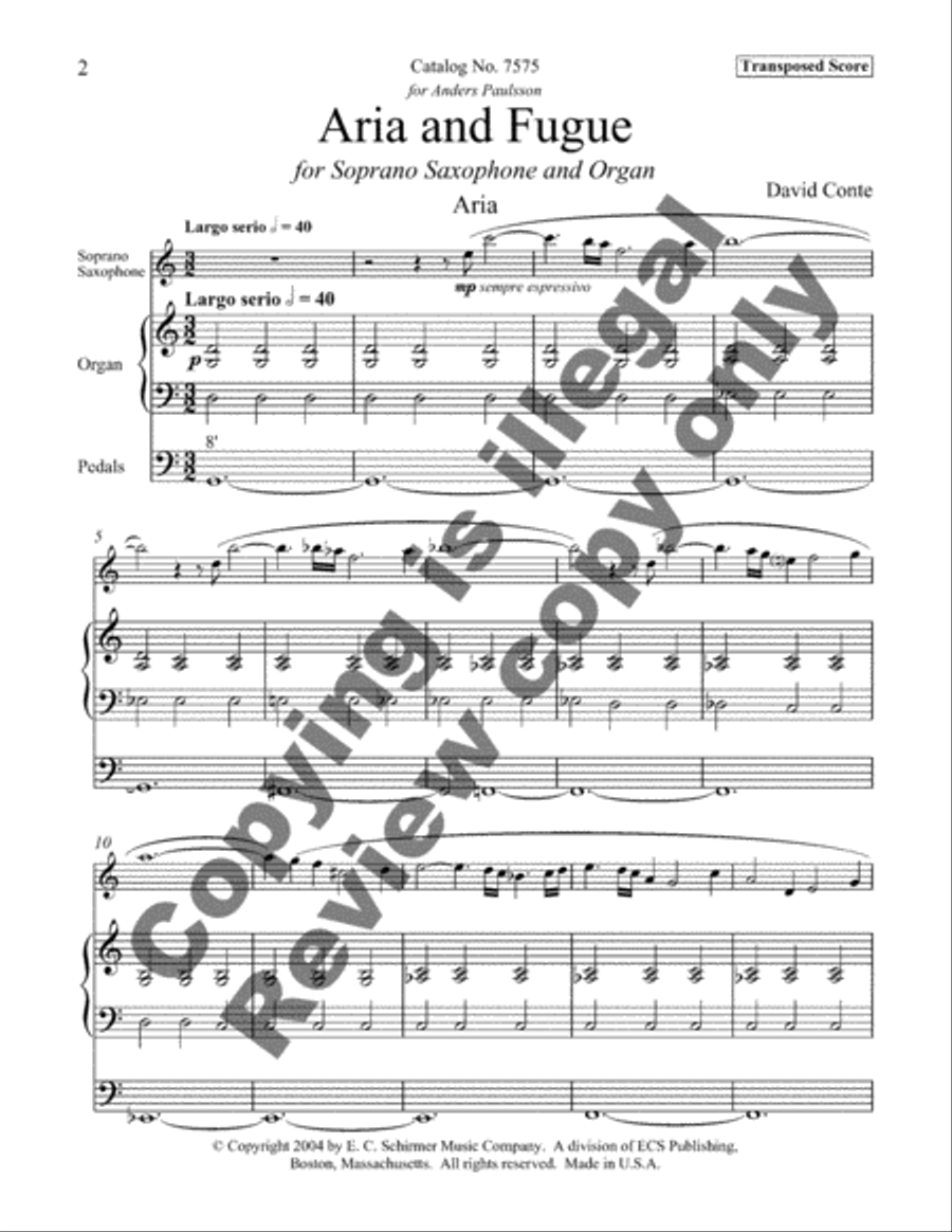 Aria and Fugue Soprano Saxophone scores gallery preview page 7