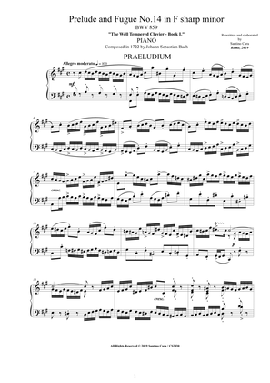 Bach - Prelude and Fugue No.14 in F sharp minor BWV 859 for Piano