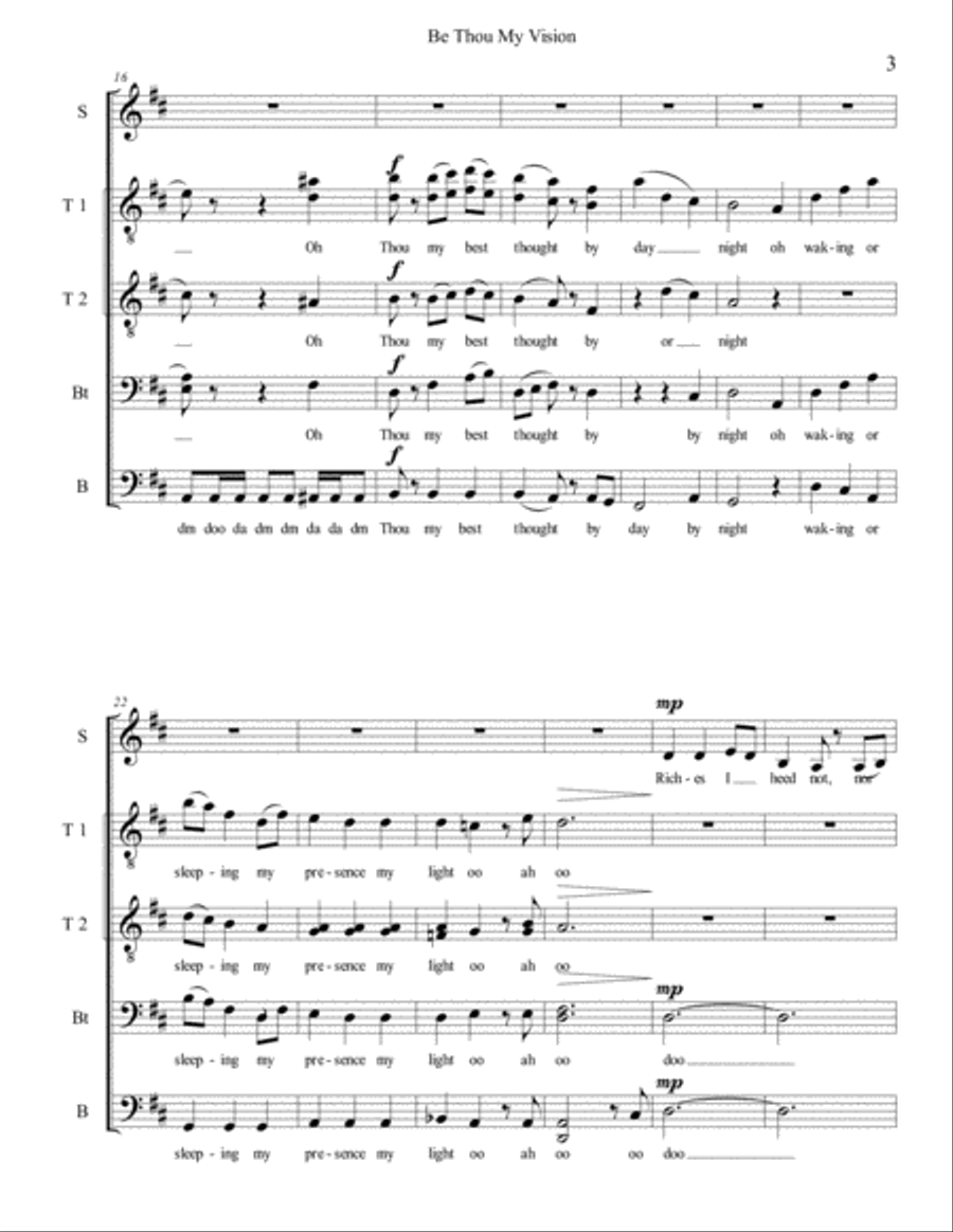 Be Thou My Vision (TTBB + Solo) TTBB scores gallery preview page 3