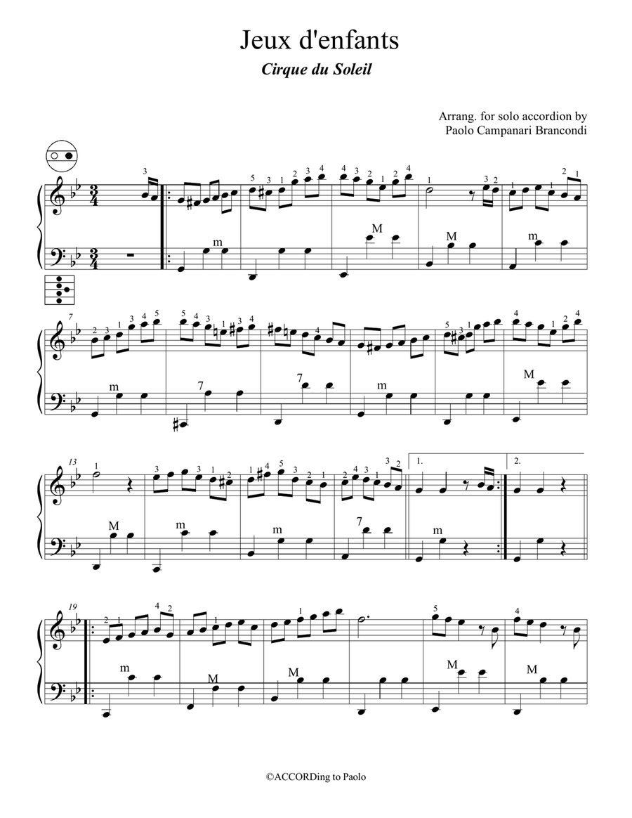Cirque Du Soleil Cirque Du Soleil Accordion scores gallery preview page 1