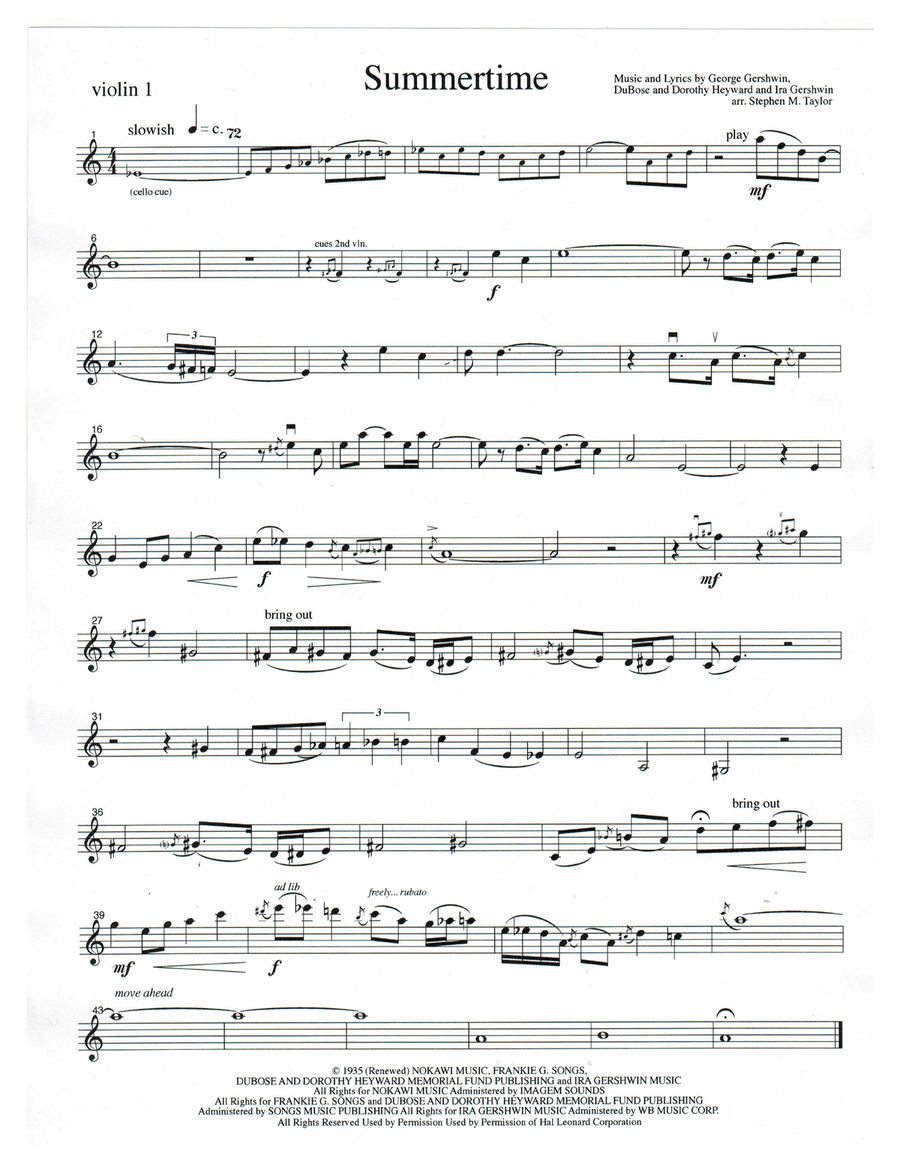 Summertime Summertime String Quartet scores gallery preview page 1