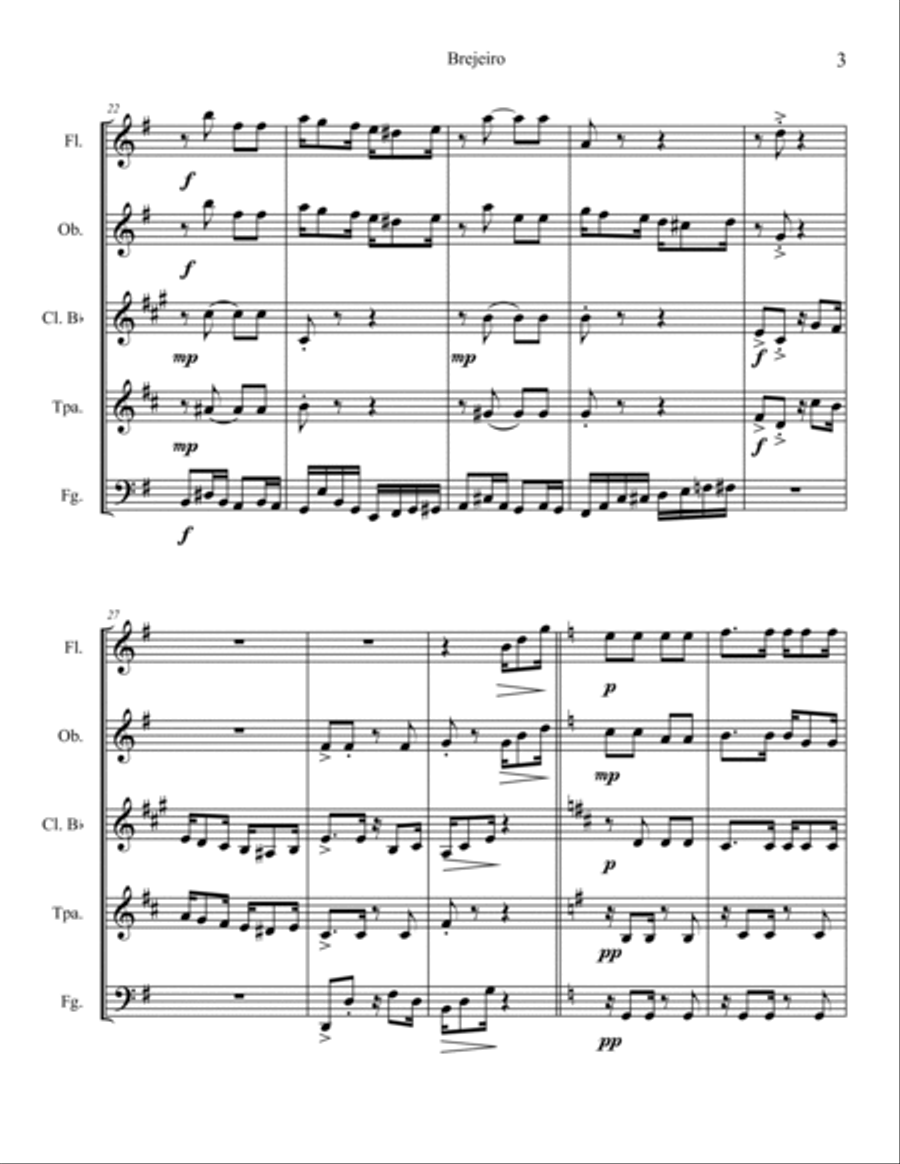 Brejeiro Woodwind Quintet scores gallery preview page 4