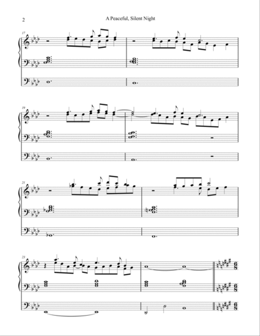 A Peaceful, Silent Night (Stille Nacht) organ work, by Phil Lehenbauer Organ Solo scores gallery preview page 3