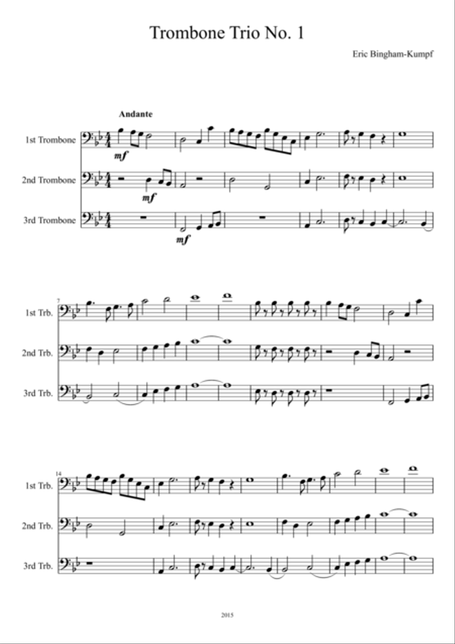 Trombone Trio No. 1 Brass Ensemble scores gallery preview page 1