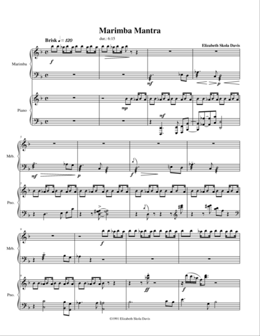 Marimba Mantra Percussion Ensemble scores gallery preview page 1