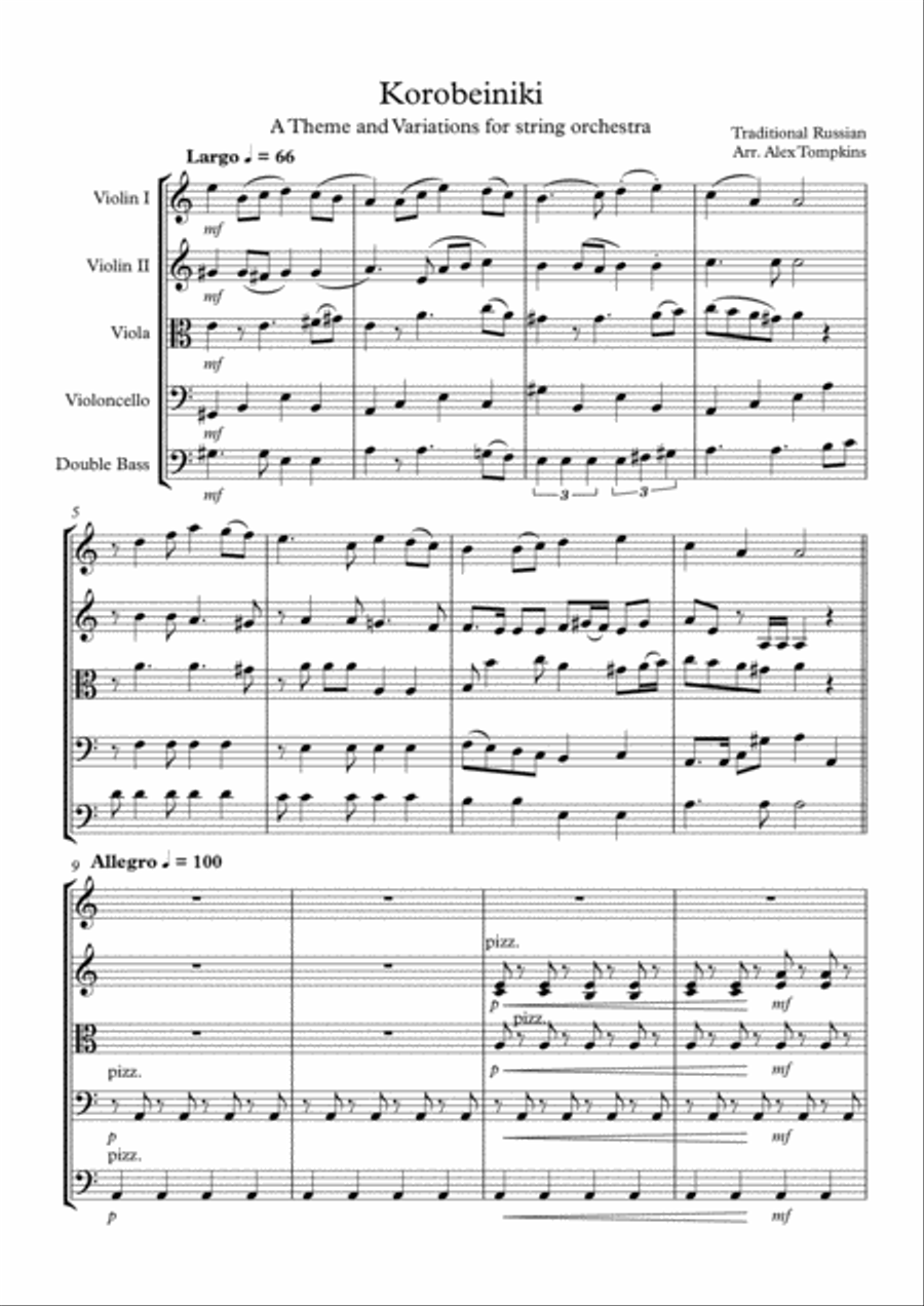 Korobeiniki (Tetris Theme) String Orchestra scores gallery preview page 1