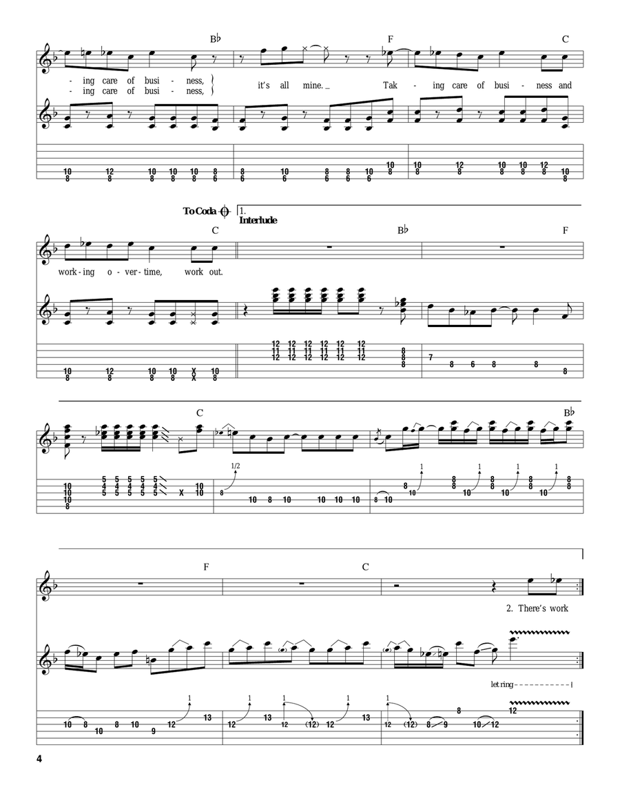 Takin' Care Of Business Guitar Tablature scores gallery preview page 4
