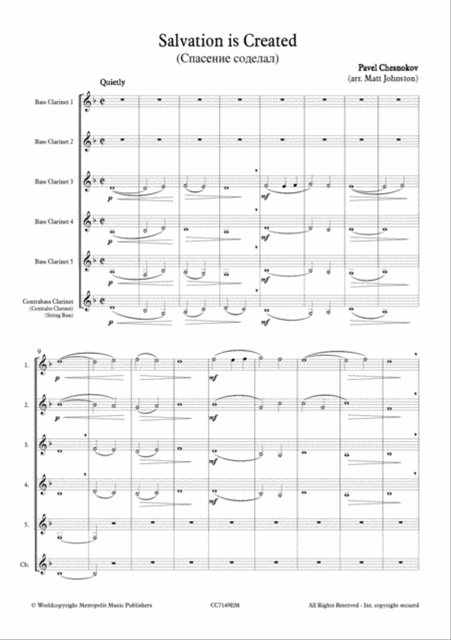 Salvation is Created for Low Clarinet Choir Clarinet Choir scores gallery preview page 2
