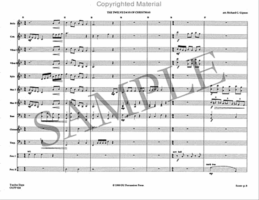 The Twelve Days of Christmas Percussion Ensemble scores gallery preview page 9