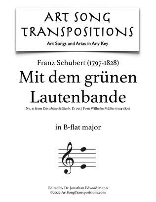 Book cover for SCHUBERT: Mit dem grünen Lautenbande (transposed to B-flat major)
