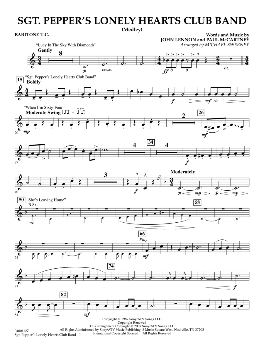 Sgt. Pepper's Lonely Hearts Club Band (Medley) (arr. Michael Sweeney) - Baritone T.C.
